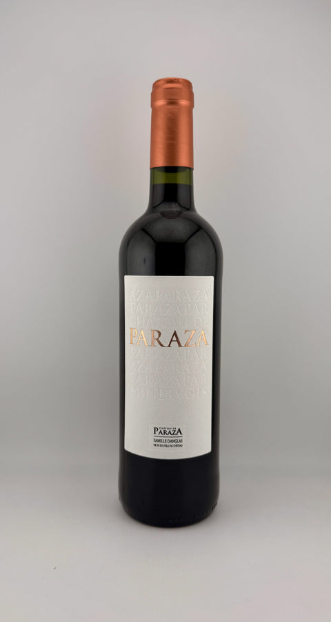 a bottle of Velvet, Château Paraza, AOC Minervois, 2019, red wine