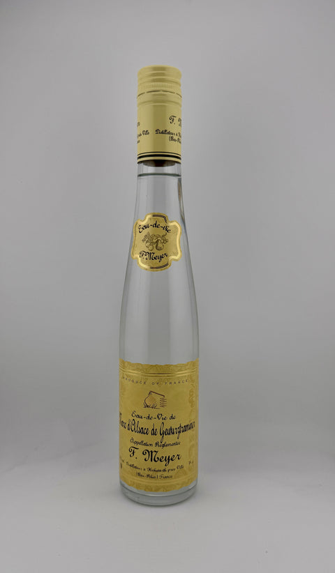 A bottle of Marc De Gerwurtztraminer eaux de vie.