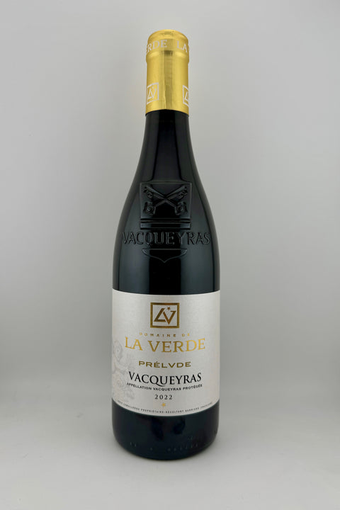 a bottle of Prelude, Domaine La Verde, AOC Vacqueyras, 2022, red wine