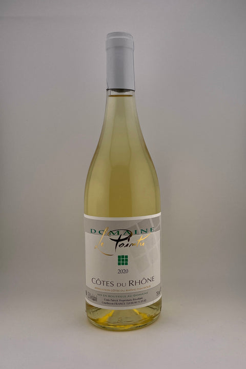 a bottle of Non boisé, Domaine Le Pointu, AOC Côtes du Rhône,2020, white wine
