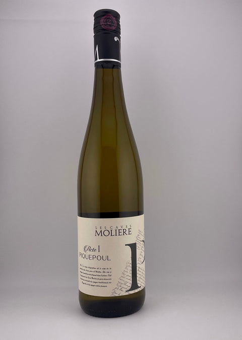 A bottle of Piquepoul, Cave Molière, IGP Pays de Caux, 2022, white wine