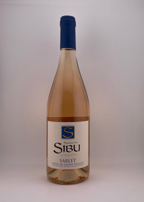 A bottle of Sablet, Domaine Sibu, AOC Côtes du Rhône, 2022, rose wine